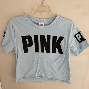 light blue vs PINK cropped tshirt